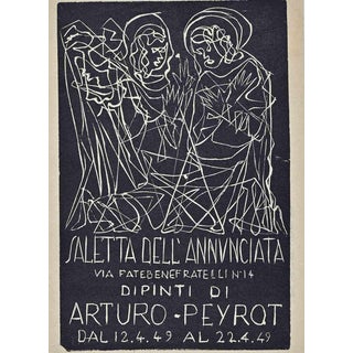 Arturo Peyrot, Invitation to Peyrot's Exhibition, 1949, Woodcut For Sale