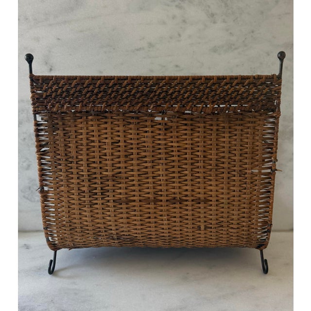Vintage Wicker Magazine Rack For Sale - Image 4 of 9