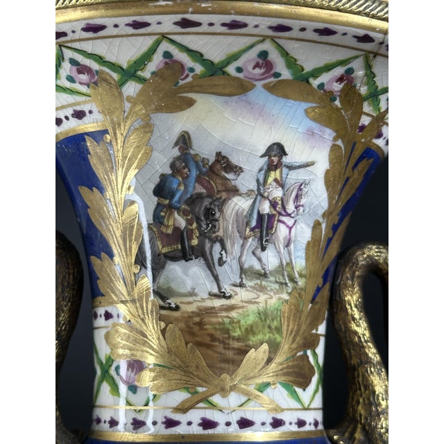 Antique Napoleon III French Sèvres Bronze and Porcelain Vases, 1870s, Set of 2 For Sale - Image 6 of 11