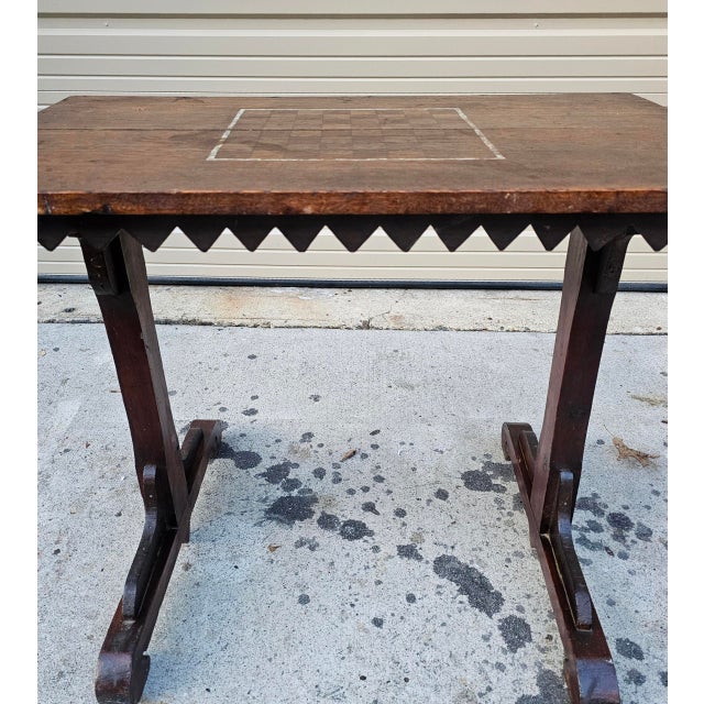 Rustic Antique Rustic Handcrafted Chess Table For Sale - Image 3 of 9
