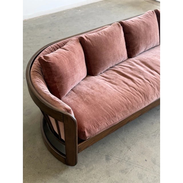 Wood Howard Furniture Sculptural Walnut Barrel-Back Sofa For Sale - Image 7 of 8