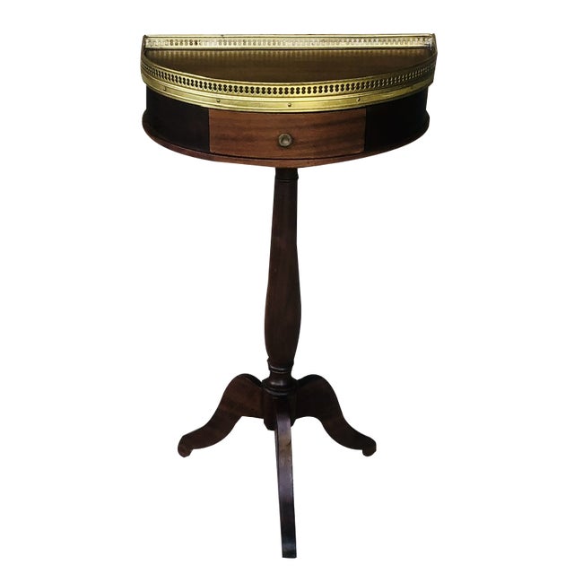 Vintage Mahogany Half-Moon Nightstand on Pedestal, 1950s For Sale