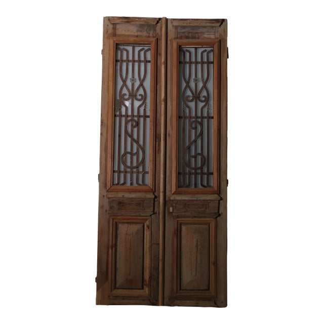 Late 19th Century Double French Doors With Metal/Glass - a Pair For Sale