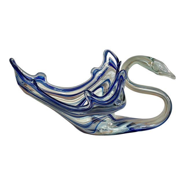 Murano Style Glass Swan Bowl For Sale