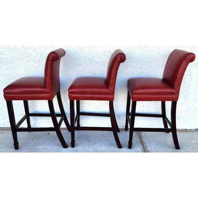Mid-Century Modern Designer Leather Barstools by Joseph Pubillones Interiors For Sale - Image 3 of 18