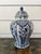 Vintage Large Delft Ginger Jar Vase Blue & White Floral Royal Sphinx Lidded Urn For Sale - Image 4 of 18