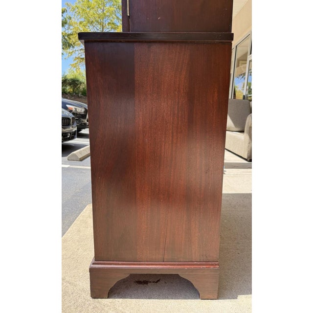 Vintage NC-Made Solid Mahogany Step Back Cupboard For Sale - Image 9 of 16