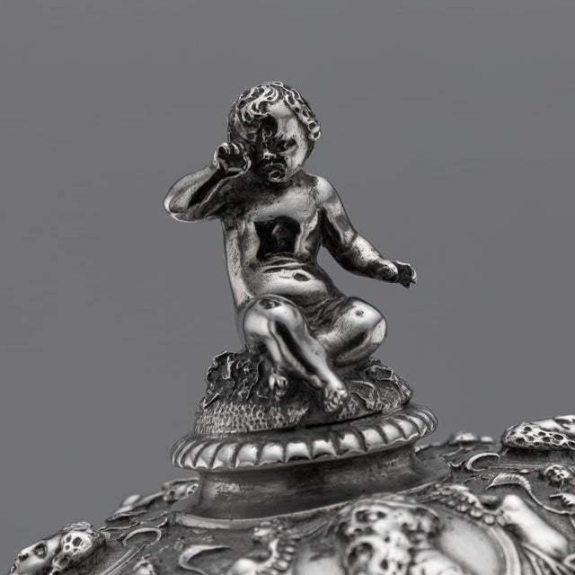 Silver Antique Italian Silver Repoussé & Chased Covered Urn, 1870s For Sale - Image 8 of 18