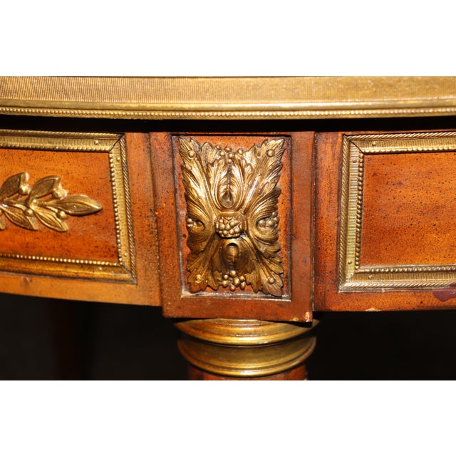 French Louis XVI Style Brass Mounted Dining Table Attributed to Maison Jansen For Sale - Image 12 of 13