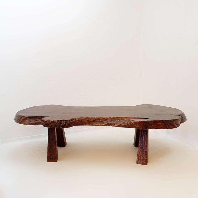 Large Mid-Century Brutalist Live Edge Coffee Table, 1950s For Sale - Image 6 of 16
