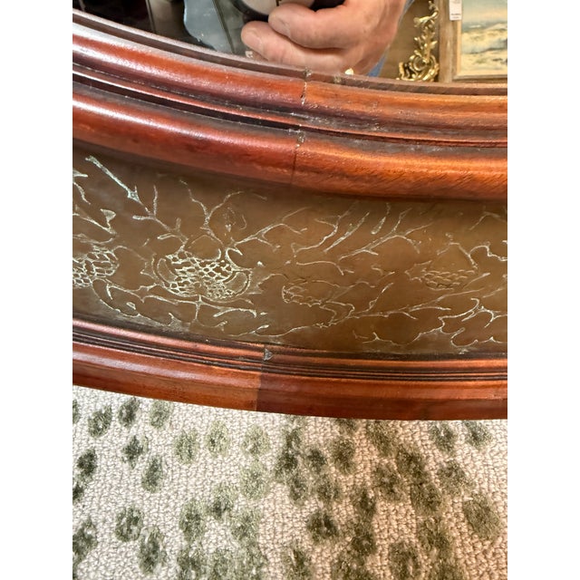 Brown Circa 2000 Morgan Hill Tin + Wood Wall Mirror For Sale - Image 8 of 12