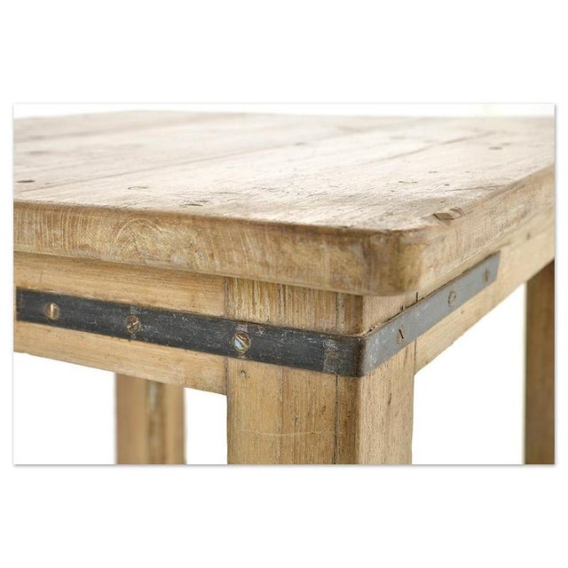 Square Table in Solid Wood and Metal For Sale - Image 3 of 7