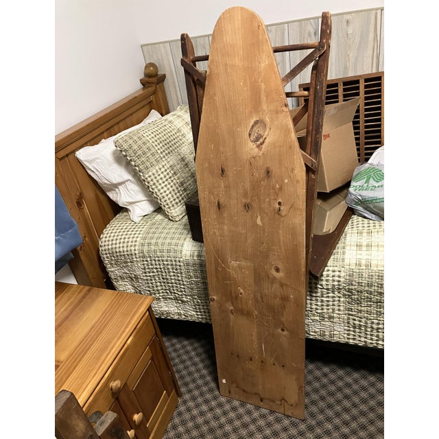 Early 20th Century Vintage Wood Adjustable Ironing Board - 2 Heights - Flexible Tabletop For Sale - Image 5 of 10