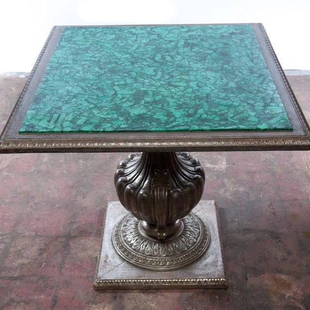 French Malachite Table W/Silver Gilt Carved Base For Sale - Image 5 of 10
