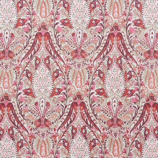 Schumacher Layla Paisley Fabric in Plum & Pink For Sale