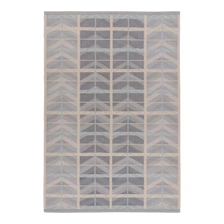 Rug & Kilim’s Scandinavian Style Rug in Blue With Chevron Geometric Patterns For Sale
