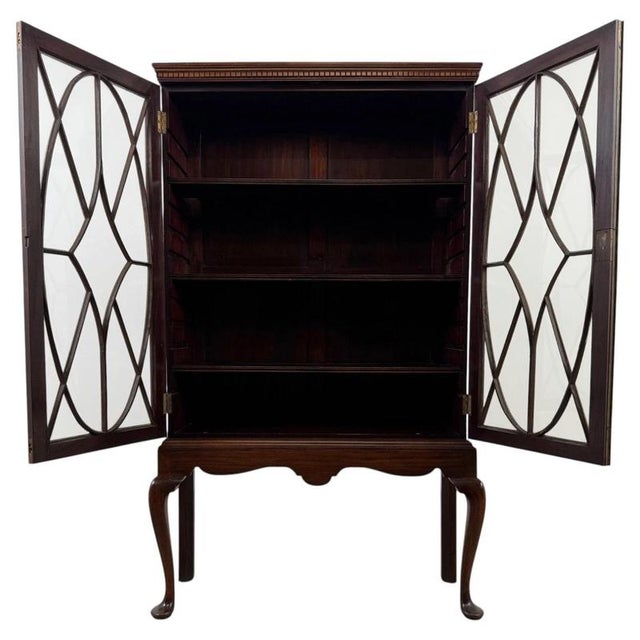 Antique Early 20th Century English Mahogany Glazed Display Cabinet For Sale - Image 3 of 12
