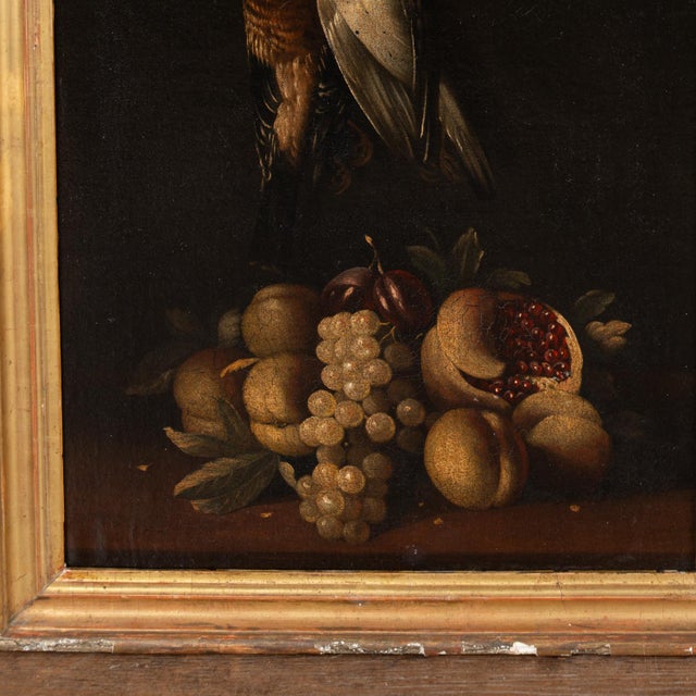 Late 18th Century Late 18th Century Pair of Original Oil on Canvas Still Life Paintings of Fruit and Fowl For Sale - Image 5 of 14