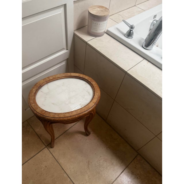 French Vintage Louis XV Style Marble Top Accent Table For Sale - Image 3 of 12