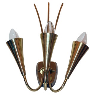 Wall Lamp with Three Lights by Rupert Nikoll, 1950s For Sale