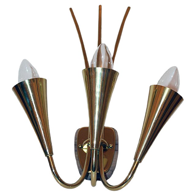 Wall Lamp with Three Lights by Rupert Nikoll, 1950s For Sale