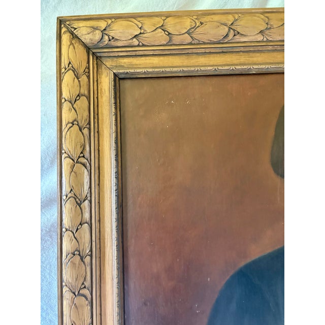 Textile Late 19th Century French Oil on Canvas Portrait of a Woman For Sale - Image 7 of 12