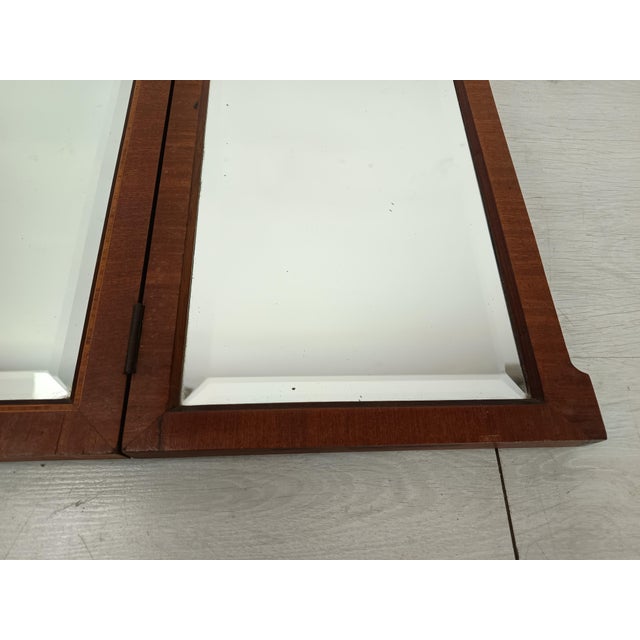 Antique Walnut Triptych Mirror For Sale - Image 6 of 15