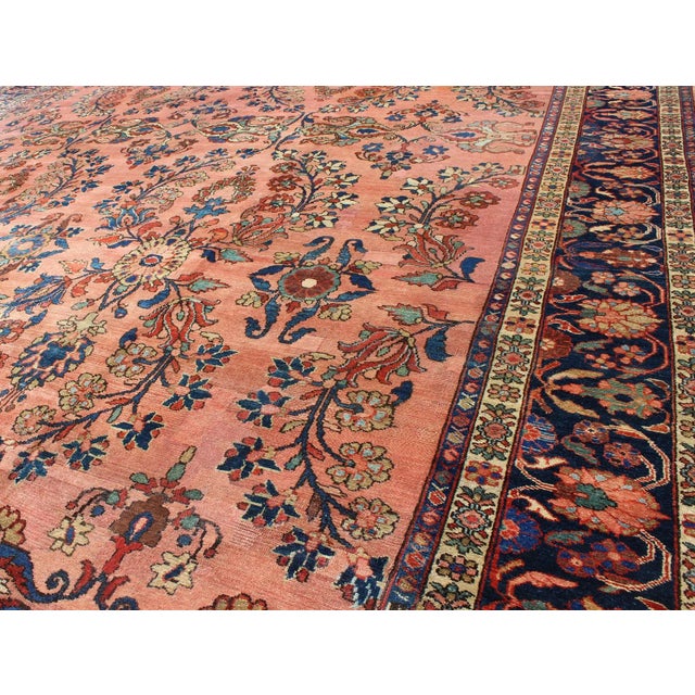 Keivan Woven Arts, Large Antique Persian Lilihan Rug in Salmon, Blue, Green, Yellow & Rust Colors 11'1 X 17'2 For Sale - Image 9 of 12