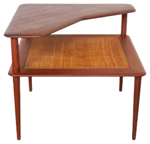 Danish Coffee Corner Table in Teak and Cane by Peter Hvidt for France & Daverkosen, 1950s