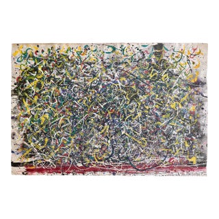 Mid-Century Modern Abstract Expressionist Mixed Media Painting For Sale