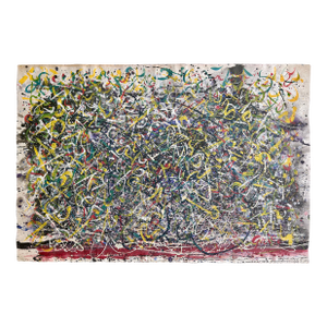Mid-Century Modern Abstract Expressionist Mixed Media Painting