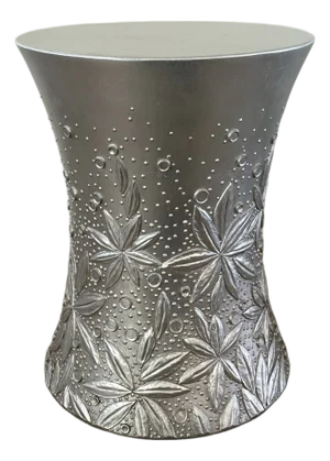 Baker Furniture Art Deco Silver Leaf Side Drum Drink Table by Thomas Pheasant