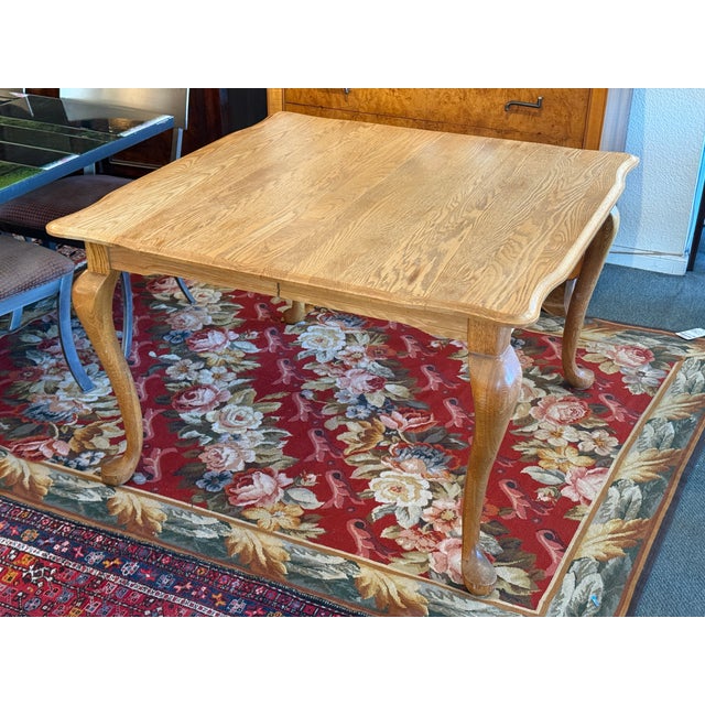 Queen Anne Extension Dining Room Extension Table + Six Dining Chairs Set For Sale - Image 4 of 15