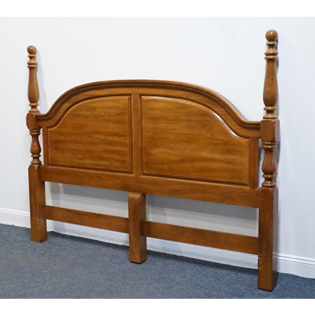 Sumter Furniture Solid Oak Country French King Size Poster Headboard For Sale - Image 4 of 5