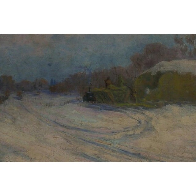 Vintage Winter Landscape Oil Painting, 1960s For Sale - Image 4 of 6