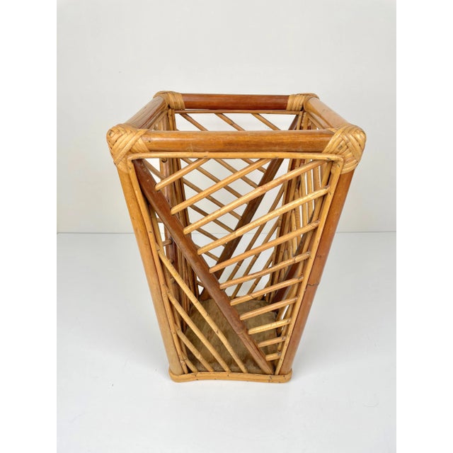 Mid-Century Modern Bamboo & Rattan Umbrella Stand, Italy, 1960s For Sale - Image 15 of 16