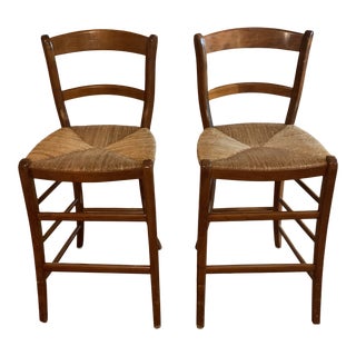 1990s Vintage Pierre Deux Wood Counter Stools - a Pair For Sale