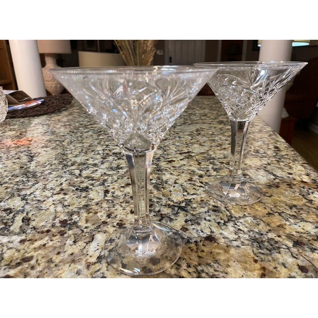 Contemporary Set of 4 Discontinued Godinger Dublin Long Stem Crystal Martini Glasses (6.75"h) For Sale - Image 3 of 4