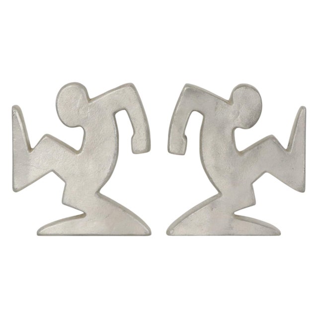 Metal La Linea Bookends by Osvaldo Cavandoli, 1970s, Set of 2 For Sale - Image 15 of 16