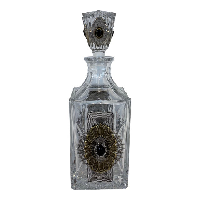 Gothic Revival Inspired Crystal Decanter by Ann Cichon For Sale