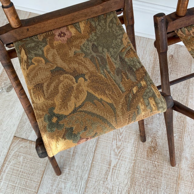 Campaign Antique Tapestry Folding Campaign Chairs - a Pair For Sale - Image 3 of 12