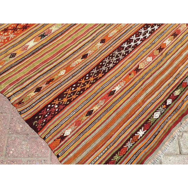 1960s Vintage Striped Turkish Kilim Rug - 55" X 108" For Sale - Image 5 of 11