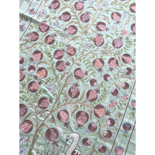 Hand-Embroidered Large Neutral Tan Suzani Large Wall Decor For Sale - Image 4 of 7