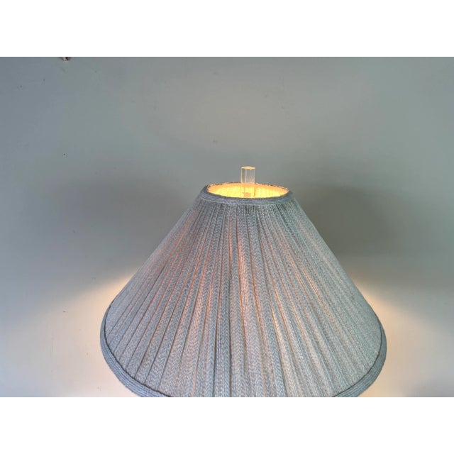 Black 80's Postmodern Black Glazed Ceramic Table Lamp on Lucite Base For Sale - Image 8 of 12
