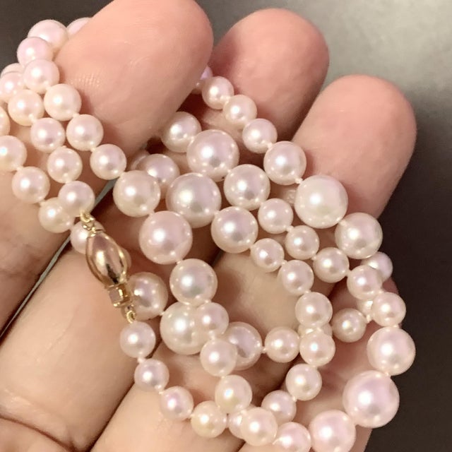 Akoya Pearl Necklace 14k Yellow Gold Certified For Sale - Image 10 of 11