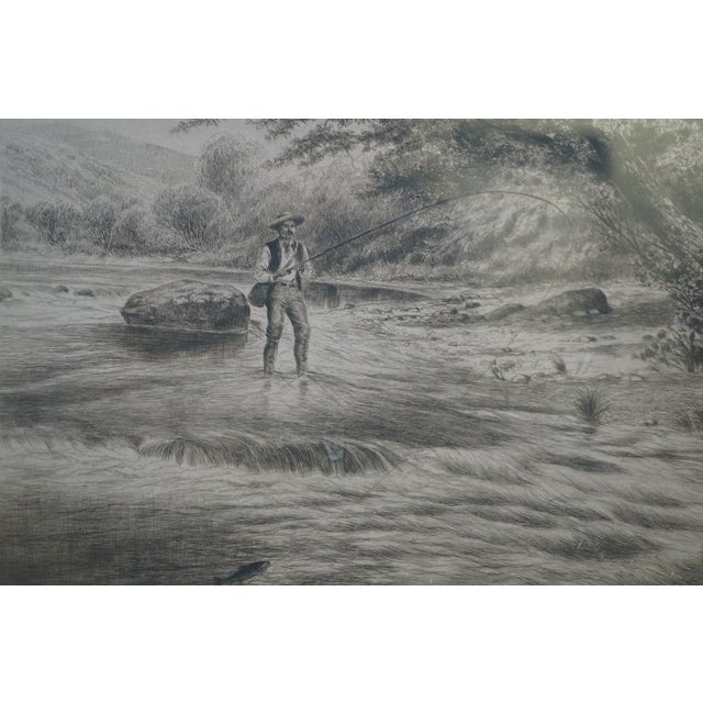 Antique William De Montagne Cary Grouse Trout Fly Fishing Triptych Etching 25" For Sale - Image 12 of 12