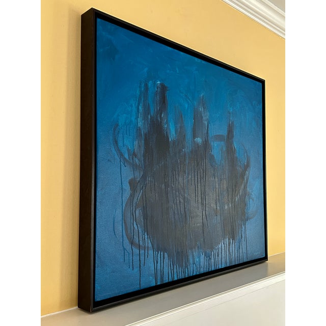 Blue Fusion, Contemporary Framed Abstract Acrylic Painting by Stephen Remick For Sale - Image 9 of 12