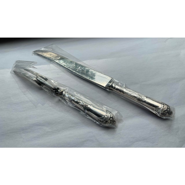Silver Pair Carving Set, Carving Fork & Carving Knife, La Regence. For Sale - Image 9 of 14