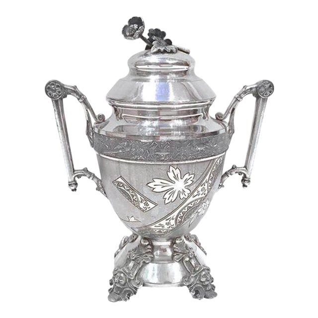 Antique Aesthetic Movement Silver Sugar Urn For Sale