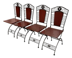 Unusual Vintage Chinoiserie Ming Style Folding Iron Campaign Chairs [4]
